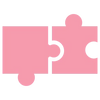 Icoon van in elkaar passende puzzelstukjes voor de perfecte combinatie van vaas en boeket.