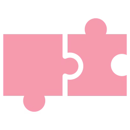 Icoon van in elkaar passende puzzelstukjes voor de perfecte combinatie van vaas en boeket.