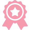 Icoon van een kwaliteitsbadge met een ster voor premium kwaliteit zijden bloemen.